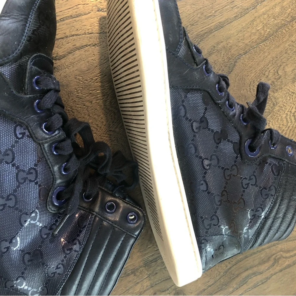 Gucci Imprime Monogram GG Mens Sneakers High-Top navy blue